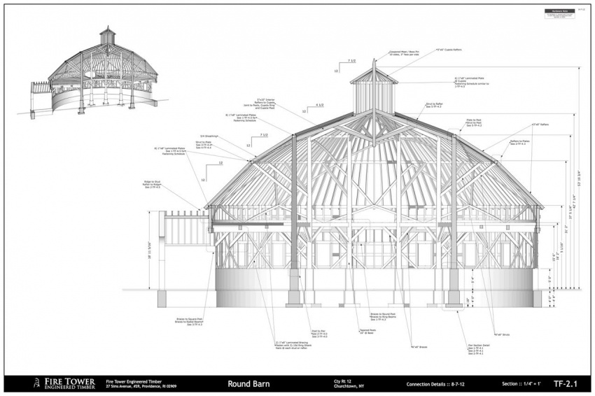 2D rendering of round barn for presentation
